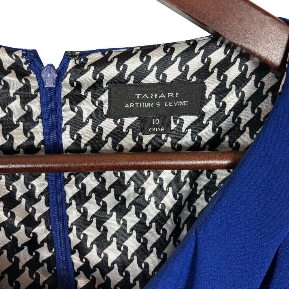 Tahari Arthur Levine Royal Blue Cap Sleeve Dress Women's 10 - Picture 3 of 7